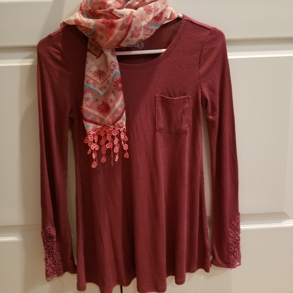 Mudd Girls L/S Shirt with matching Scarf